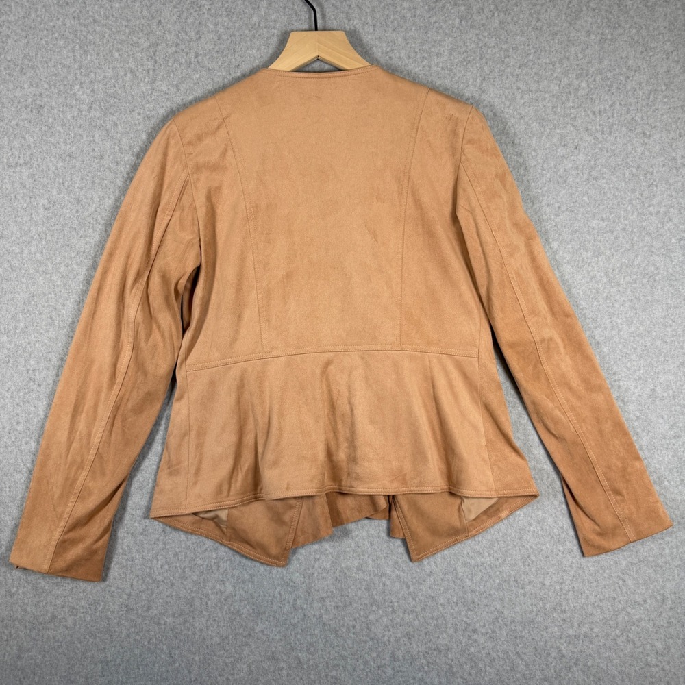 Hutch Anthropologie Faux Vegan Suede Blush Pink Open Front Draped Jacket Women M - Picture 2 of 10